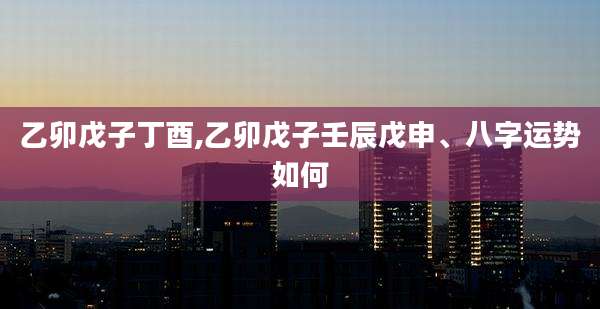 乙卯戊子丁酉,乙卯戊子壬辰戊申、八字运势如何