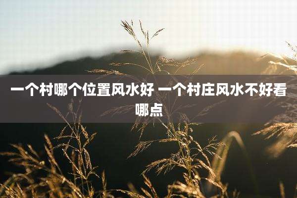一个村哪个位置风水好 一个村庄风水不好看哪点