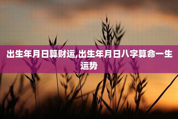 出生年月日算财运,出生年月日八字算命一生运势