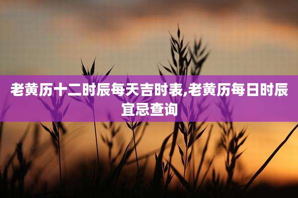 老黄历十二时辰每天吉时表,老黄历每日时辰宜忌查询