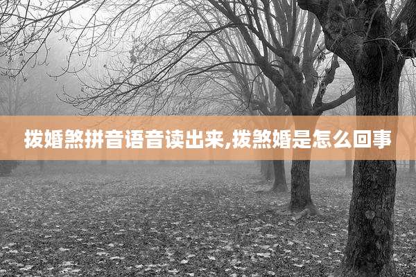拨婚煞拼音语音读出来,拨煞婚是怎么回事