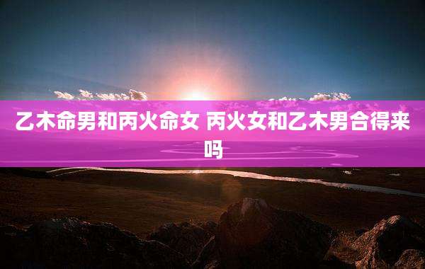 乙木命男和丙火命女 丙火女和乙木男合得来吗