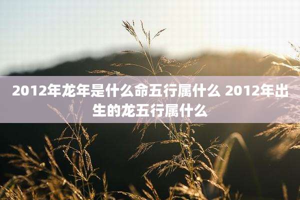 2012年龙年是什么命五行属什么 2012年出生的龙五行属什么