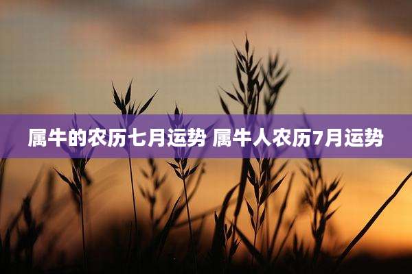 属牛的农历七月运势 属牛人农历7月运势