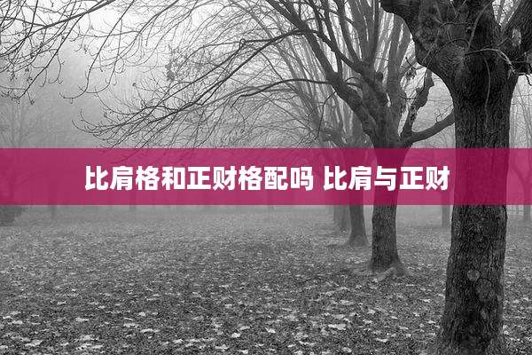比肩格和正财格配吗 比肩与正财