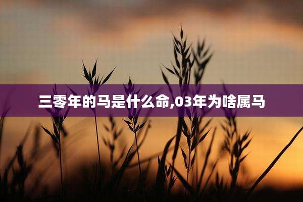 三零年的马是什么命,03年为啥属马