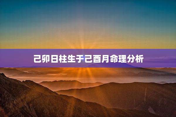 己卯日柱生于己酉月命理分析