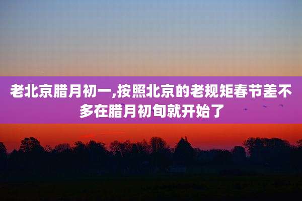 老北京腊月初一,按照北京的老规矩春节差不多在腊月初旬就开始了