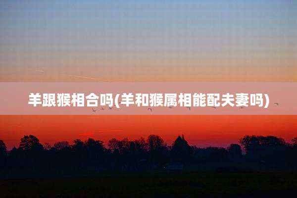 羊跟猴相合吗(羊和猴属相能配夫妻吗)