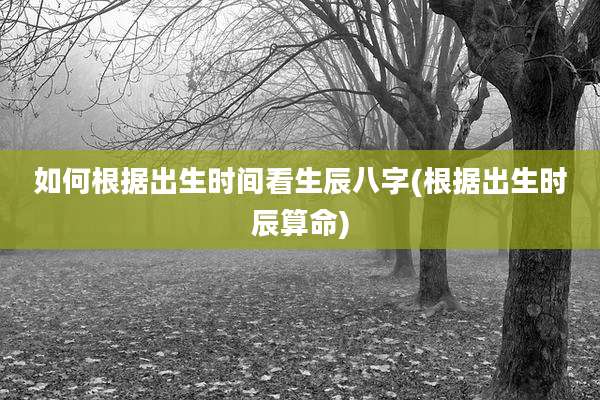 如何根据出生时间看生辰八字(根据出生时辰算命)