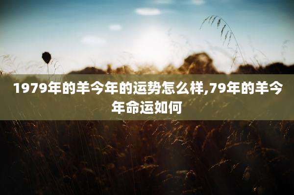 1979年的羊今年的运势怎么样,79年的羊今年命运如何