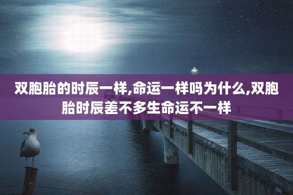 双胞胎的时辰一样,命运一样吗为什么,双胞胎时辰差不多生命运不一样