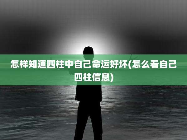 怎样知道四柱中自己命运好坏(怎么看自己四柱信息)