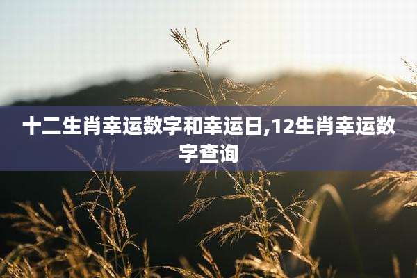 十二生肖幸运数字和幸运日,12生肖幸运数字查询