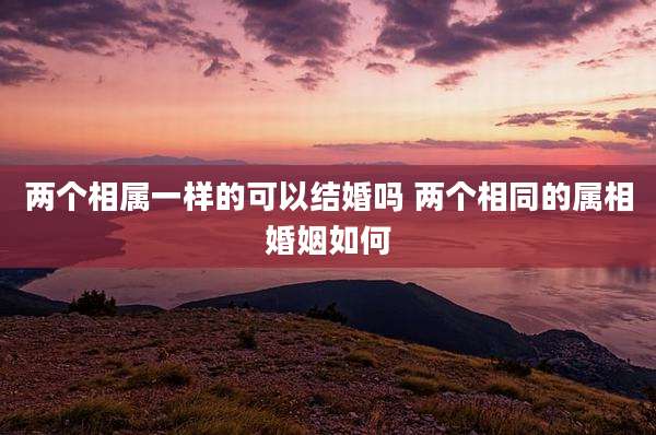 两个相属一样的可以结婚吗 两个相同的属相婚姻如何