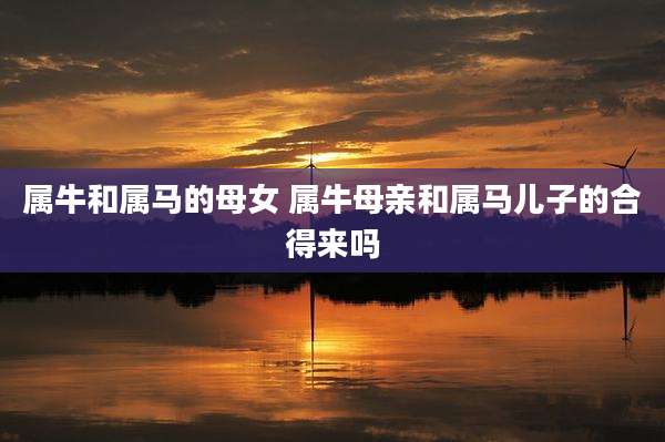 属牛和属马的母女 属牛母亲和属马儿子的合得来吗