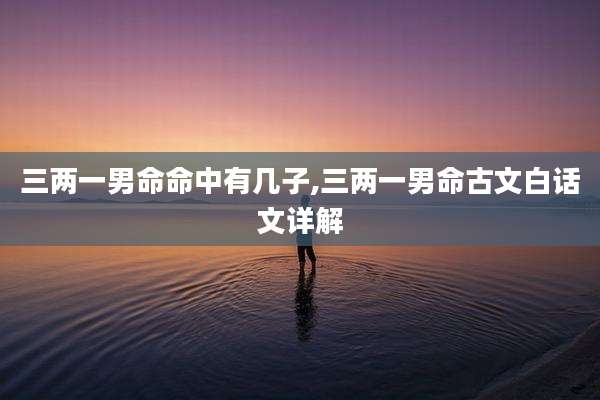 三两一男命命中有几子,三两一男命古文白话文详解