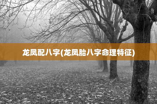 龙凤配八字(龙凤胎八字命理特征)