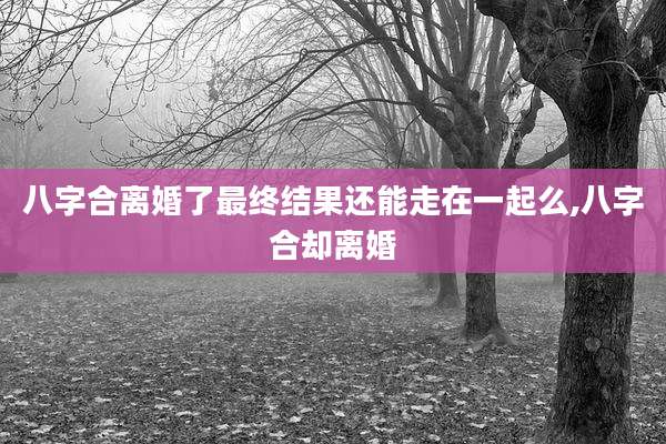 八字合离婚了最终结果还能走在一起么,八字合却离婚