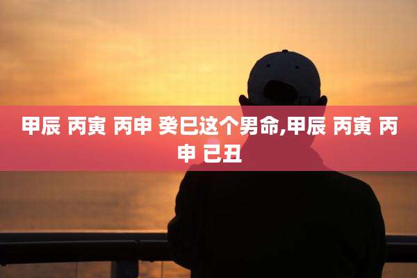 甲辰 丙寅 丙申 癸巳这个男命,甲辰 丙寅 丙申 已丑