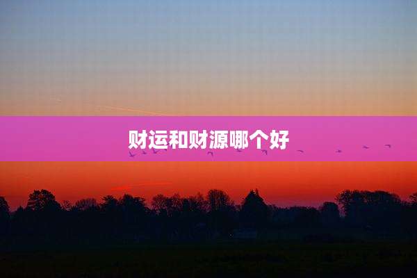 财运和财源哪个好