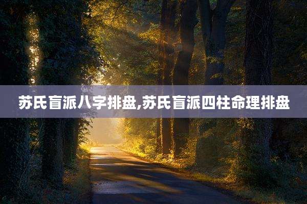 苏氏盲派八字排盘,苏氏盲派四柱命理排盘