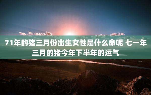 71年的猪三月份出生女性是什么命呢 七一年三月的猪今年下半年的运气