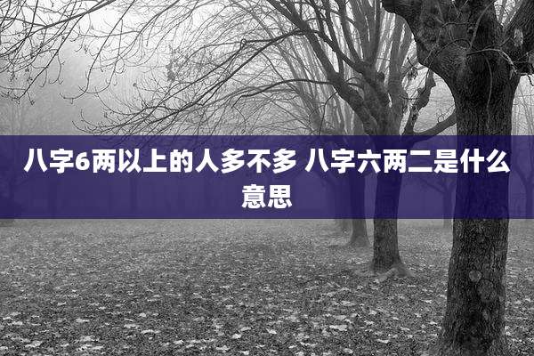 八字6两以上的人多不多 八字六两二是什么意思