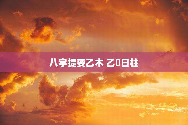 八字提要乙木 乙夘日柱