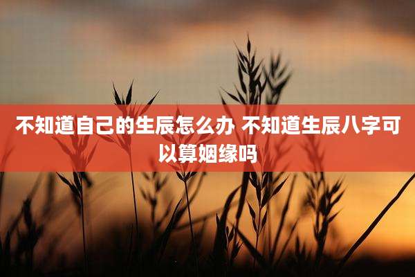 不知道自己的生辰怎么办 不知道生辰八字可以算姻缘吗
