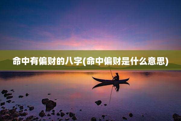 命中有偏财的八字(命中偏财是什么意思)