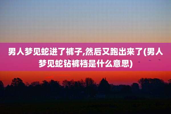 男人梦见蛇进了裤子,然后又跑出来了(男人梦见蛇钻裤裆是什么意思)