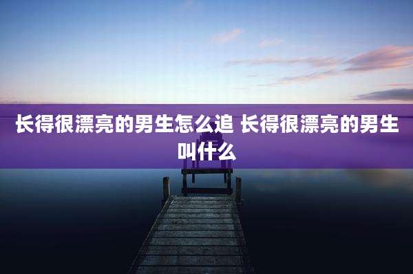 长得很漂亮的男生怎么追 长得很漂亮的男生叫什么