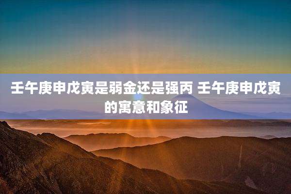 壬午庚申戊寅是弱金还是强丙 壬午庚申戊寅的寓意和象征