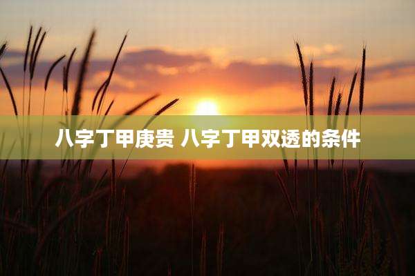 八字丁甲庚贵 八字丁甲双透的条件