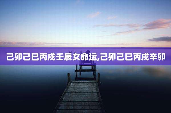 己卯己巳丙戌壬辰女命运,己卯己巳丙戌辛卯
