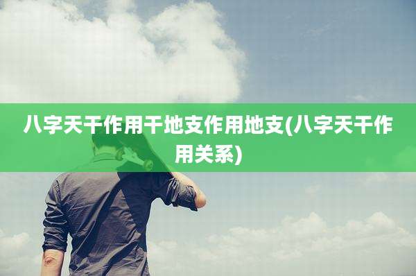 八字天干作用干地支作用地支(八字天干作用关系)