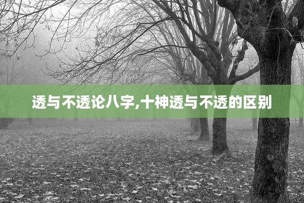 透与不透论八字,十神透与不透的区别