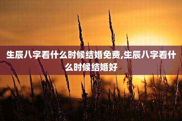 生辰八字看什么时候结婚免费,生辰八字看什么时候结婚好