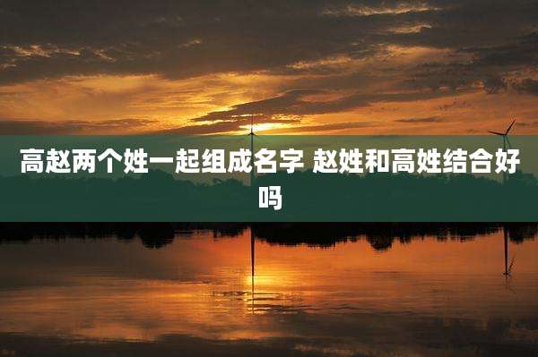 高赵两个姓一起组成名字 赵姓和高姓结合好吗