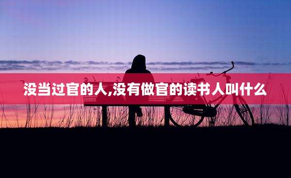 没当过官的人,没有做官的读书人叫什么