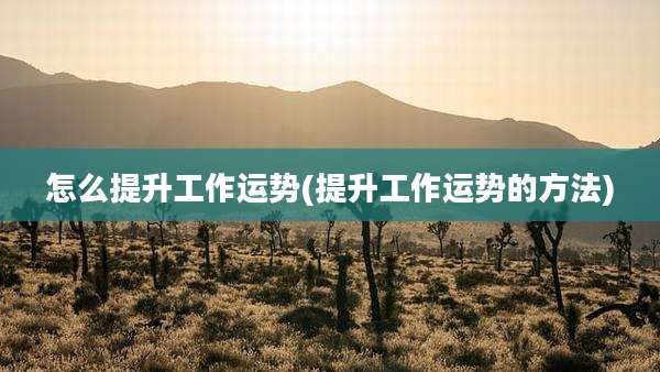 怎么提升工作运势(提升工作运势的方法)