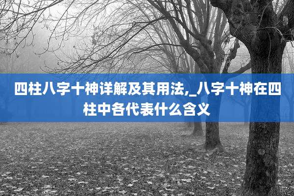 四柱八字十神详解及其用法,_八字十神在四柱中各代表什么含义