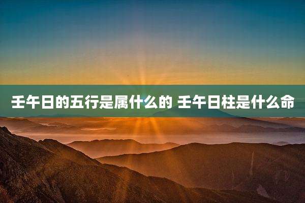 壬午日的五行是属什么的 壬午日柱是什么命