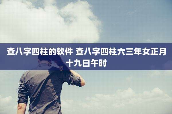 查八字四柱的软件 查八字四柱六三年女正月十九曰午时