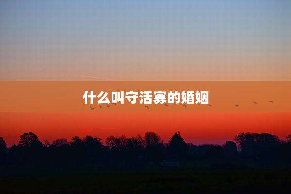 什么叫守活寡的婚姻