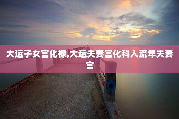 大运子女宫化禄,大运夫妻宫化科入流年夫妻宫
