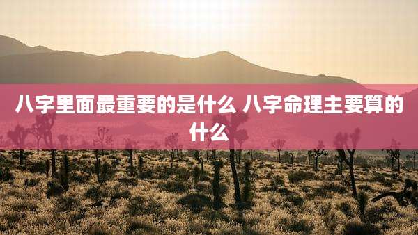 八字里面最重要的是什么 八字命理主要算的什么