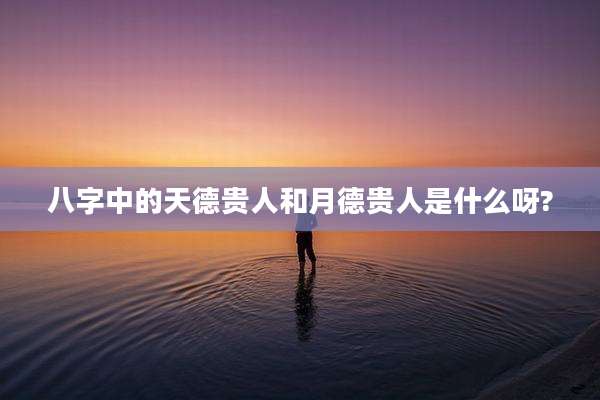 八字中的天德贵人和月德贵人是什么呀?