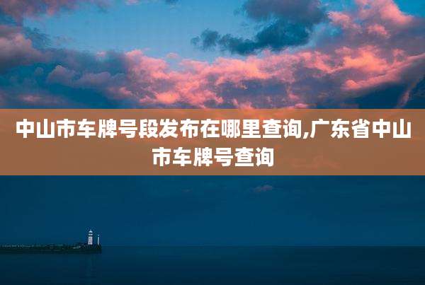 中山市车牌号段发布在哪里查询,广东省中山市车牌号查询
